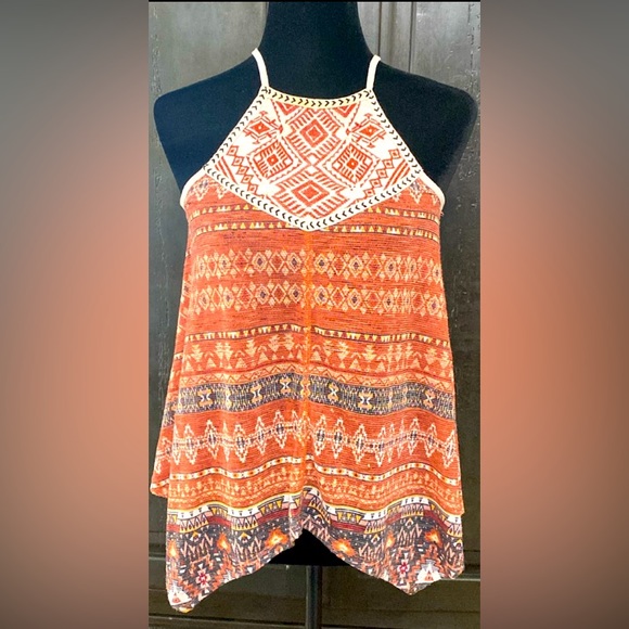 Rewind sleeveless southwestern/lace top - Size Small - Picture 1 of 9